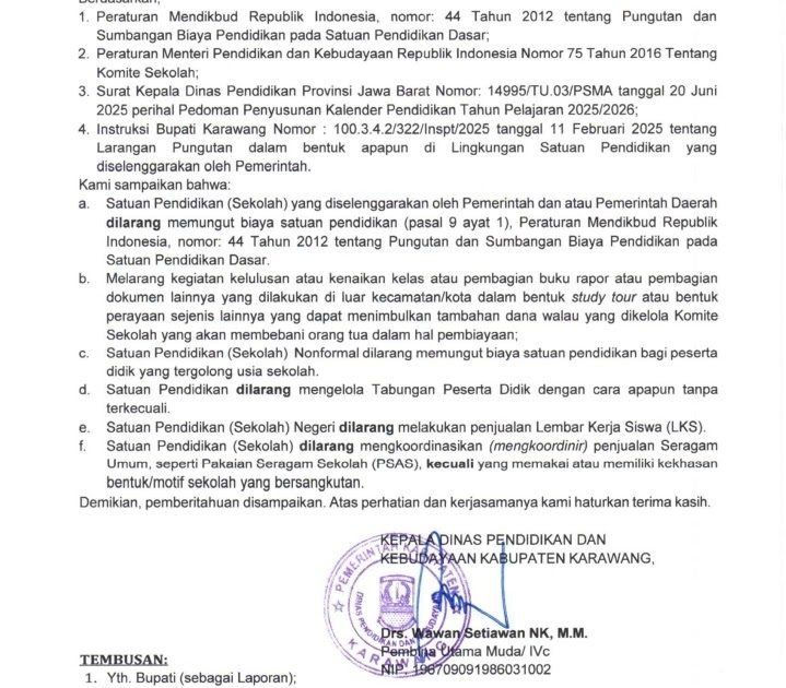 Disdikbud Karawang: Larang Acara Mewah Perpisahan/Kenaikan Kelas