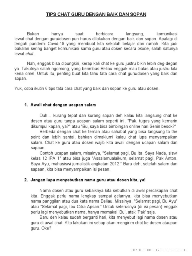 Etika Menghubungi Guru Lewat Chat agar Tetap Sopan dan Santun