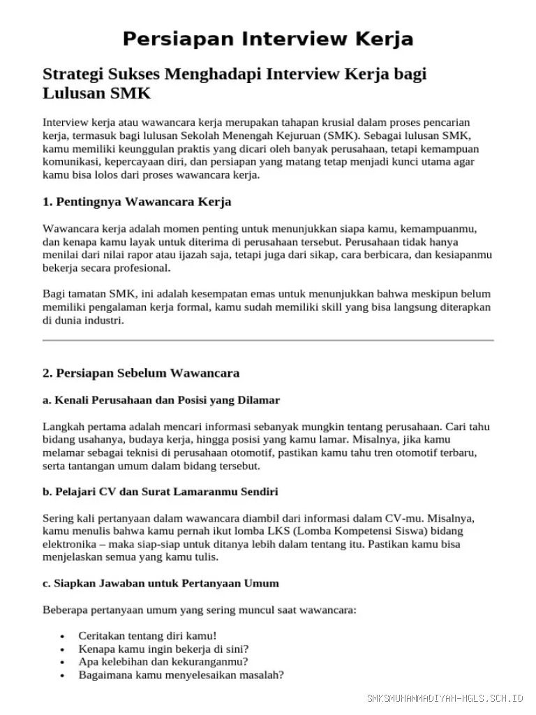 Photo by id.scribd.com - Panduan Menjawab Pertanyaan Wawancara Kerja untuk Lulusan SMK
